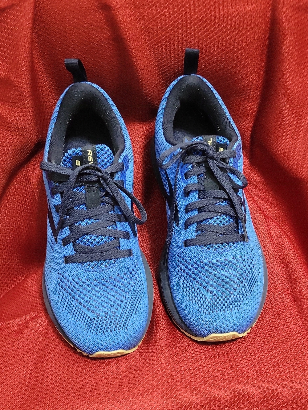 Womens Blue Knit Athletic Sneakers